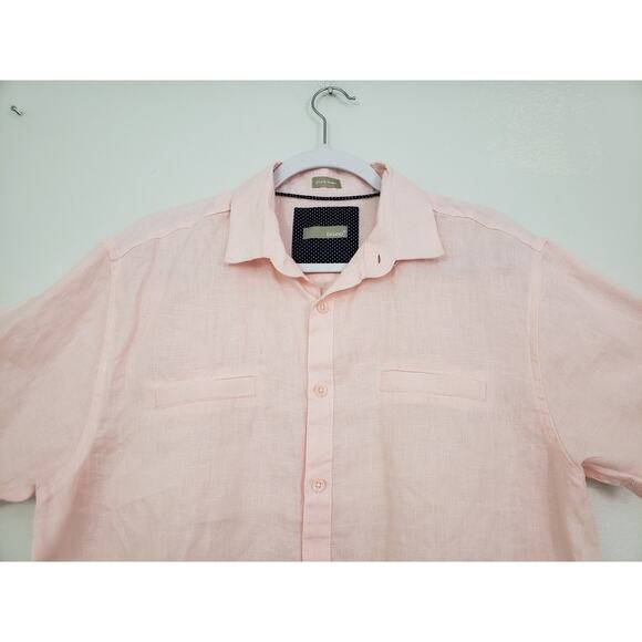 Bruno Other - (Ju) Y2K Bruno Mens Shirt Size M Pink Pure Linen Short Sleeve Button Summer